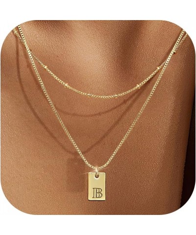 Initial Necklaces for Women 14K Gold Plated Letter Necklace Dainty Gold Name Necklace Personalized Initial Tag Pendant Neckla...