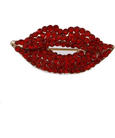 Rhinestone Shape Lip Brooches Alloy Pin Exquisite Jewelry Gift for Women Red $8.95 Brooches & Pins