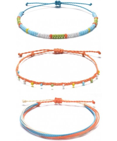 Waterproof Adjustable Boho Ankle Bracelets Set Braided String Hawaii Anklets Jewelry Gifts for Women Teen Girls Multicolor $8...