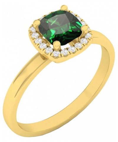 14K 5.3 MM Cushion Lab Created Gemstone & Round Diamond Ladies Halo Engagement Ring, Yellow Gold Emerald $109.35 Rings