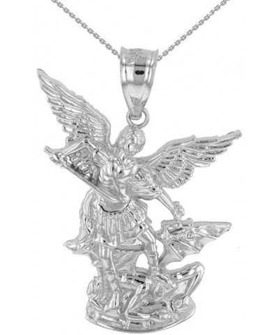 925 Sterling Silver Catholic Saint Michael The Archangel Pendant Necklace (1.35") $15.30 Necklaces