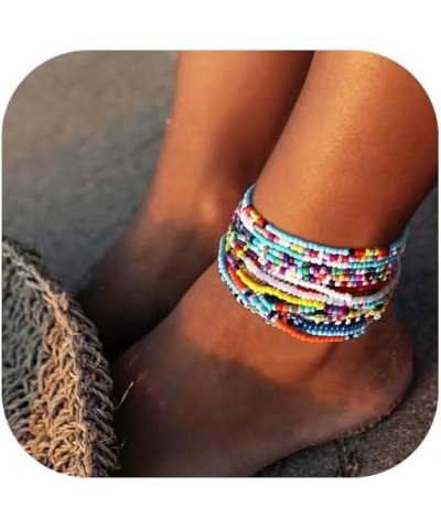 Ankle Bracelets for Women Girls, Handmade Beaded Anklets for Women teens 34PCS Colourful beaded bracelets $5.93 Anklets