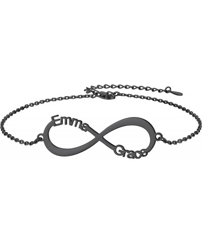 Anklets for Women, 925 Sterling Silver Personalized Name Ankle Bracelet for Women Summer Jewelry Gift 03.Name-Infinity-Black ...