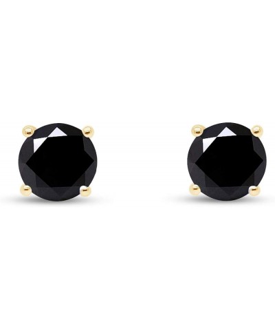 (0.04 CT- 0.25 CT) Round Black Natural Diamond Screw Back Stud Earrings For Womens And Mens In 10k Gold 0.04 Cttw - 0.25 Cttw...