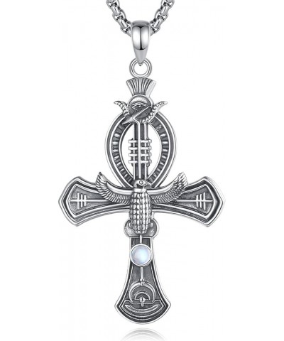Egyptian Necklace for Women Men, 925 Sterling Silver Anubis/Ankh Cross/Evil Eye/Egyptian Goddess Pendant for Mom Dad, Egypt P...