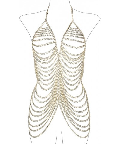 Adjustable Gold Body Chain Set - Boho Summer Beach Bikini Belly Chain Jewelry for Women Rave Full Body Jewelry Layered Bra Ch...
