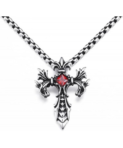 Men's Necklace Pendant for Men Boys with 23.6'' Stainless Steel Box Chain 124-Cross $5.49 Necklaces