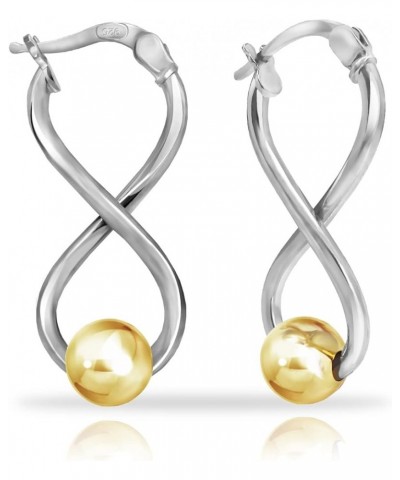 925 Sterling Silver Infinity Figure Eight 8 Bead Twisted Click-Top Drop Earrings for Women Sterling Silver Two-Tone Yellow $1...