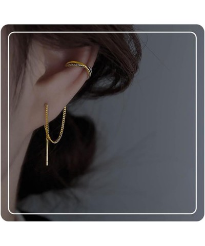 925 Sterling Silver Cuff Chain Earrings Wrap Tassel Earrings for Women Long Threader Earring Dangly Double Piercing Jewelry G...