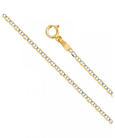 14k Real Two Tone Gold Solid 1.5mm Flat Mariner Chain Necklace with Spring Ring Clasp 22.0 Inches $47.38 Necklaces