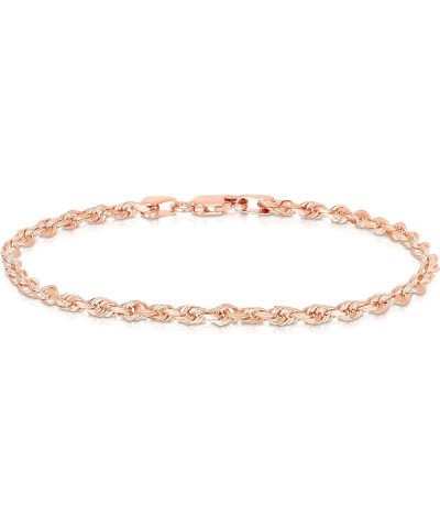 10k Fine Gold 2.5mm Solid Diamond Cut Rope Chain Bracelet and Anklet 7.0 Inches rose-gold $97.91 Anklets