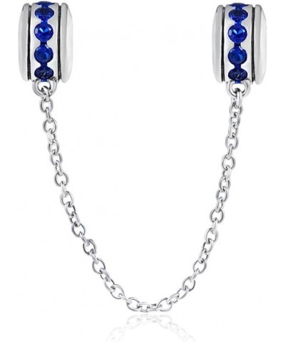 Safety Chain Charm 925 Sterling Silver Clip Charm Stopper Charm for DIY Charm Bracelet (Blue) Blue $13.43 Bracelets
