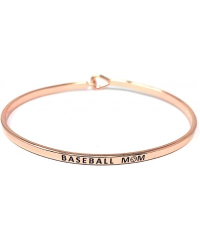Mom Inspirational Messages Engraved Thin Bangle Hook Bracelets BASEBALL-ROSEGOLD Brass $8.31 Bracelets