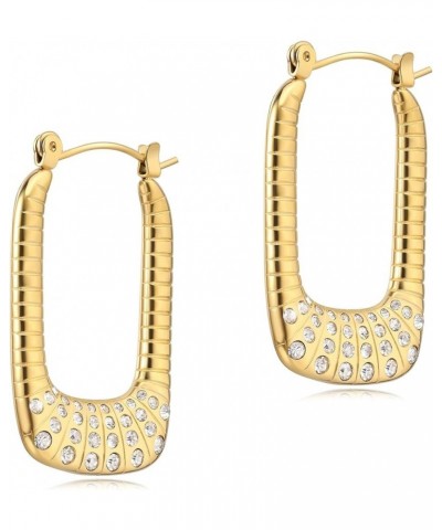 Gold Hoop Earrings for Women 18K Gold Plated, Stainless Steel Hypoallergenic Hoop Chunky Comfy Earrings Style 2 $12.75 Earrings