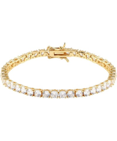 Tennis Chain Necklace Bracelet For Women 18K Gold Plated 3/4/5MM Round Cut Faux Diamond Link Chains Set Gift Fit Men Ladies 7...