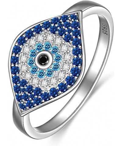 Evil Eye Ring Sterling Silver Sapphire Spiritual Turkish Blue Evil Eye Rings for Women Amulet Protection Ring Gift for Her Si...