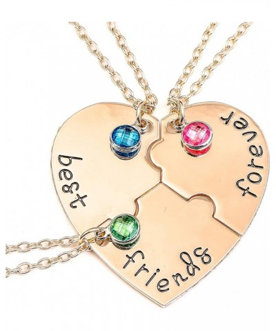 Bff Best Friends Forever 3 Necklace for Women Girl Friendship Gift Heart Puzzle Jewelry Initial Chain Necklaces Sisters Gifts...