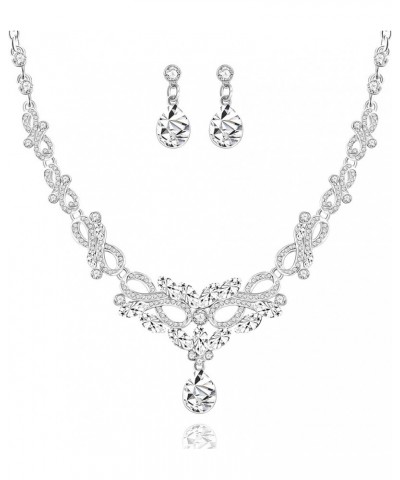 Alloy Crystal Wedding Jewelry Sets for Brides Rhinestone Necklace and Drop Earrings Platinum Plated Y644 Y644-CA624 $7.27 Jew...