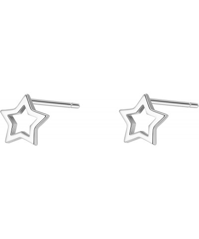 925 Sterling Silver Tiny Star/Crescent Moon/CZ Star and Moon Stud Earrings for Women Girls,Small Cut Out Star Earrings | Dain...