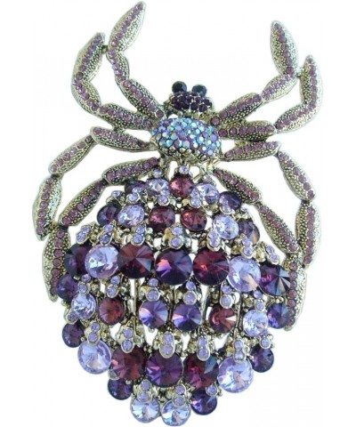 Sindary 4.33" Gorgeous Spider Brooch Pin Insect Pendant Rhinestone Crystal BZ4792 Gold-Tone Purple $8.78 Brooches & Pins