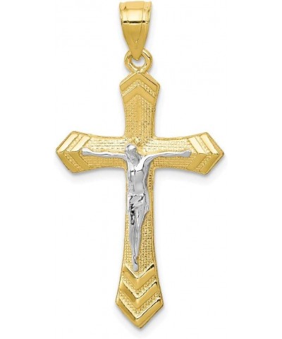 Solid 10k Yellow Gold Two Toned Passion Cross Pendant Crucifix Charm - 35mm x 21mm $55.08 Pendants