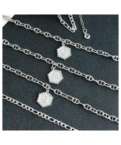 Silver Initial Anklets for Women,Cuban Chain Ankle Bracelets for Women Initial Letter Barefoot Jewelry(Layered R) $8.83 Anklets
