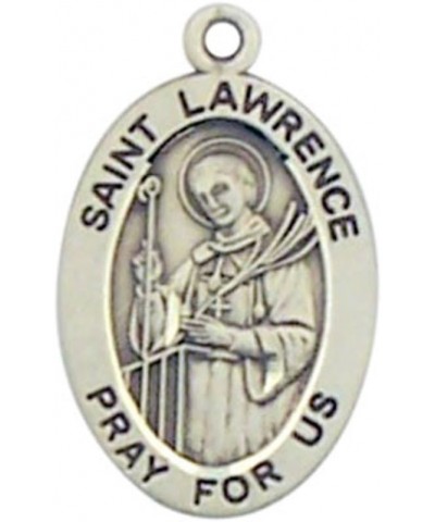 Sterling Silver Catholic Patron Saint Oval Medal Pendant, 7/8 Inch Saint Lawrence $30.71 Pendants