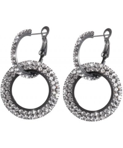 Rhinestone Hoop Dangle Earrings Double Loop Earrings Prom Ear Jewelry for Women Girls gun-black $7.79 Earrings