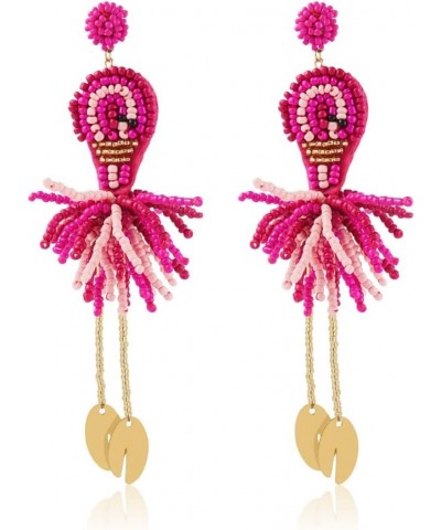 Handmade Flamingo Lobster Beaded Drop Dangle Earrings Beads Tassel Alpaca for Women Girls Cute Animal Christmas Xmas New Year...