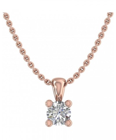 0.07 ctw 4-Prong Tiny Solitaire Diamond Pendant Necklace in 10K Yellow Gold (Included Silver Chain) Rose Gold $37.40 Necklaces