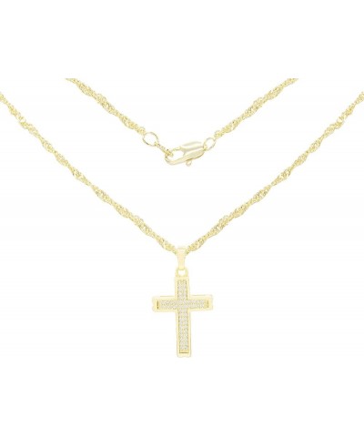 BEBERLINI Cross Charm Pendant 14K Gold Filled Rope Box Curb Chain Necklace Set Lobster Clasp Fashion Cubic Zirconia Jewelry G...