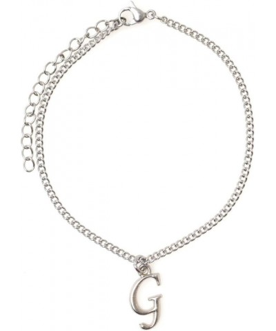 7.5" - 9.5" Stainless Steel Ankle Bracelet with Alloy Initial 26 Letter Options A-Z Curb Chain. Letter G $8.84 Anklets