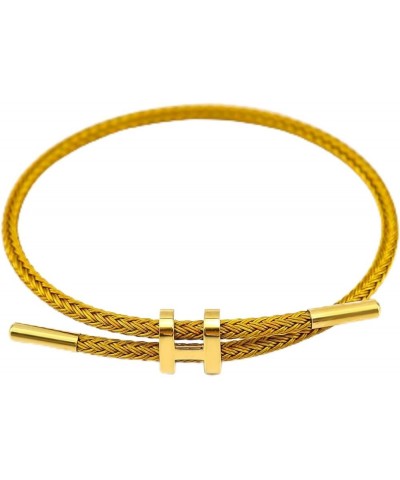 Titanium Steel Women's Gold Plated Bracelet, H Shape Design Hand Polished with Adjustable String Bracelet Stylish and simple ...