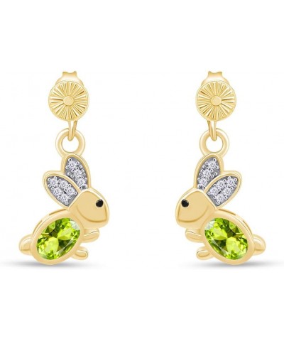 14k Gold Over Sterling Silver Animal Rabbit Easter Bunny Womens Drop Earrings Yellow Gold Over : Simulated Peridot $24.48 Ear...