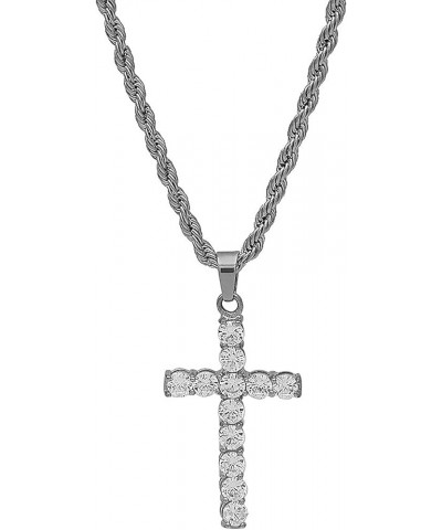Zirconia Cross Hip Hop Gold/Silver Plated Iced Out Crystal Cross Necklace Egyptian Crystal Coptic Ankh Pendant Jewelry Gemsto...