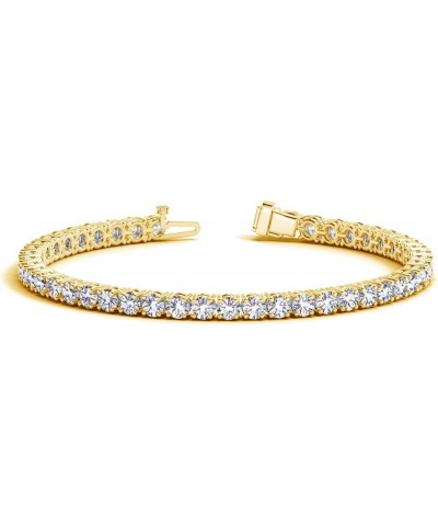 5 to 20 Carat LAB GROWN Classic Diamond Tennis Bracelet 4 Prong Luxury Collection (D-E Color, VS1-VS2 Clarity) Yellow Gold 7....