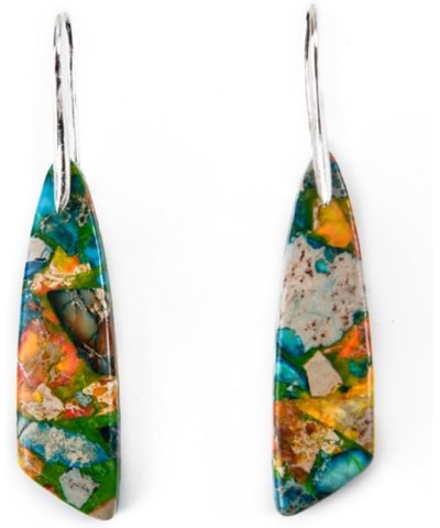 Imperial Jasper Stone Drop Earrings for Women Geometry Leaf Shape Waterdrop Jewelry Type16 $8.31 Earrings