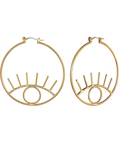 Gold Eye Earrings for Women 18K Gold Plated Dangle Abstract Evil Eye Hoop Earrings $10.11 Earrings