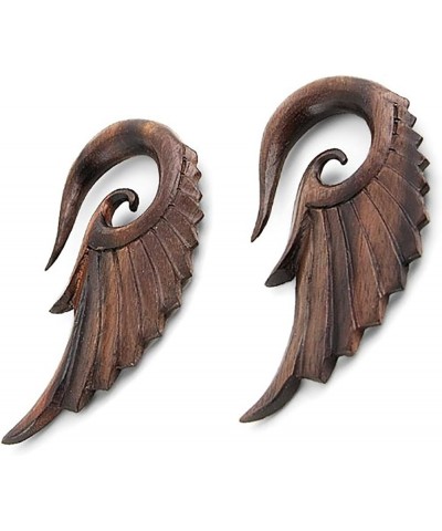 Pair Angel Wing Design Organic Sono Wood Hanging Hook Ear Plugs Gauges 4.0 Millimeters $21.41 Body Jewelry