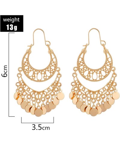 Bohemian Chandelier Earrings for Women Gold Coin Tassel Earrings Ethnic Hoop Earrings Disc Gypsy Dangle Earrings Jewelry Gift...