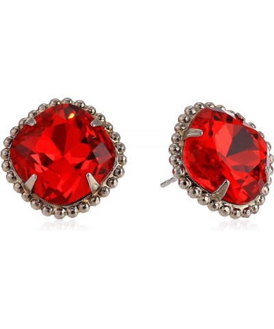 Essentials Cushion-Cut Solitaire Stud Earrings Antique Silver-Tone Cranberry $38.16 Earrings