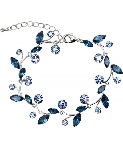 Gorgeous Rhinestone Crystal Floral Necklace Earrings Set Navy Blue / Matching Bracelet $22.16 Jewelry Sets