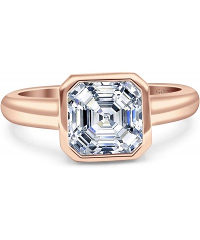 Asscher Cut 7mmX7mm Excellent Bezel Set Solitaire Engagement Ring For Women Best Birthday Gift Cubic Zirconia Stones 925 Ster...