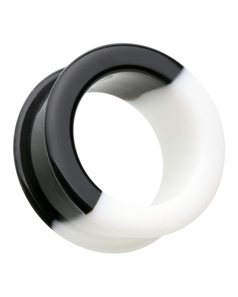 Two Tone Black & White Flexible Silicone Double Flared Ear Gauge Tunnel Plug 1/2" (12.5mm) $10.39 Body Jewelry
