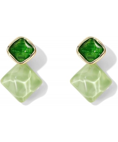 Retro Acrylic Earrings for Women 60s 70s Fashion Jewelry Hoop Dangle Drop Earrings Emerald Green $6.88 Earrings