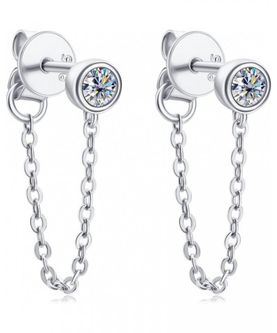 Moissanite Dangle Chain Earrings 925 Sterling Silver Drop Stud Earrings for Women, Lab Created Diamond Hypoallergenic Earring...