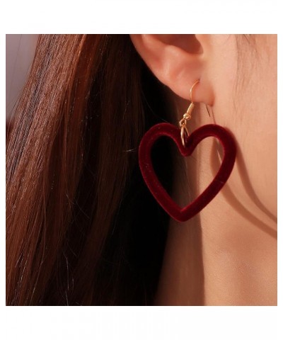 Pink Heart Earrings for Women Girls Heart Statement Earrings Hollow Red Love Heart Hoop Earrings Valentine's Day Gifts Jewelr...